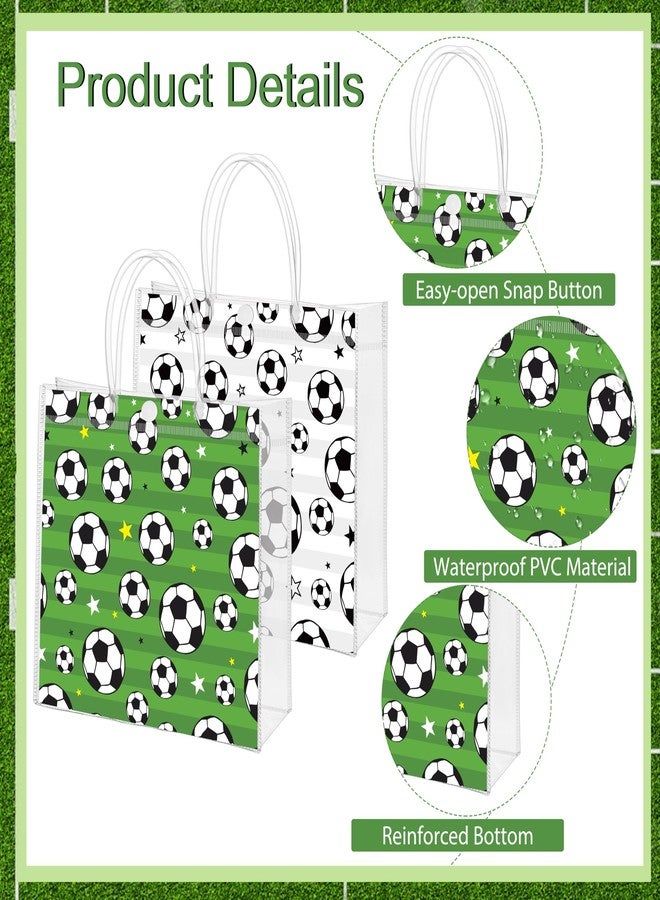 MIMIND 30 Pieces Soccer Clear PVC Gift Bags with Handles 8 x 8 x 3.15 Inch Soccer Theme Goodie Bags Sport Themed Favor Treat Bag for Sports Team Birthday Holiday Party Supplies - Image 3